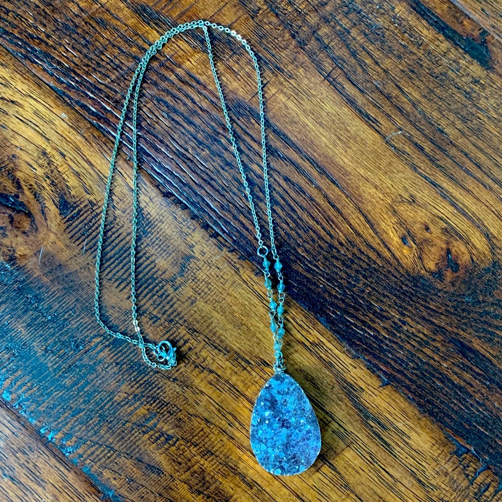 Raw Amethyst Long Beaded Necklace